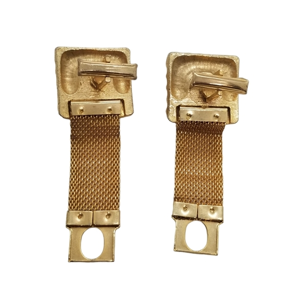 VINTAGE GOLDTONED & LARGE AURORA BOREALIS CRYSTAL STATEMENT CUFFLINKS - Picture 5 of 5